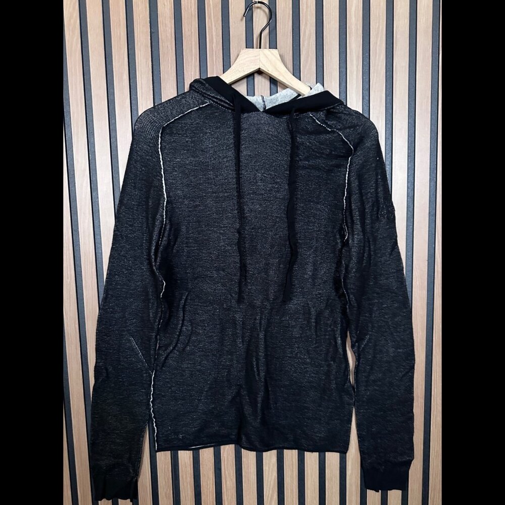 Zadig & Voltaire Sweater Small Gray Dude Code Hoodie Woven Knit 100% Cotton